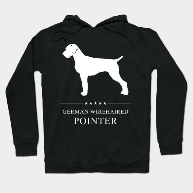 German Wirehaired Pointer Dog White Silhouette Hoodie by millersye